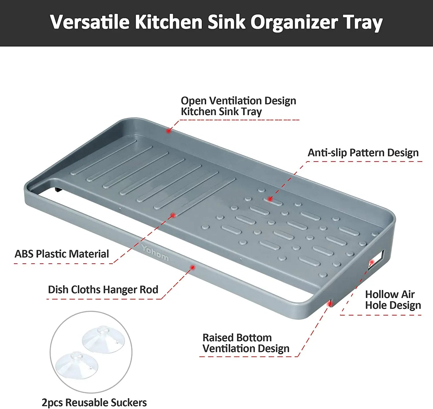 YOHOM Kitchen Sink Sponge Holder Organizer for Countertop with Suction Cups Pattan Australia